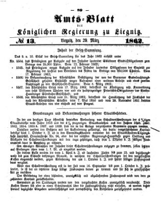 Amts-Blatt der Preußischen Regierung zu Liegnitz Samstag 29. März 1862