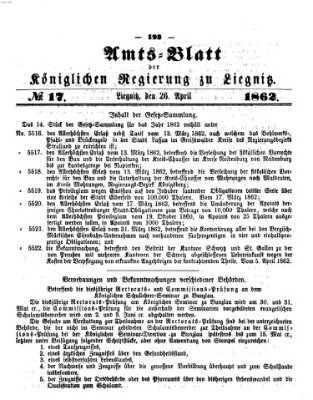 Amts-Blatt der Preußischen Regierung zu Liegnitz Samstag 26. April 1862