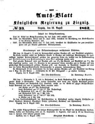 Amts-Blatt der Preußischen Regierung zu Liegnitz Samstag 16. August 1862