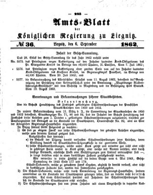 Amts-Blatt der Preußischen Regierung zu Liegnitz Samstag 6. September 1862