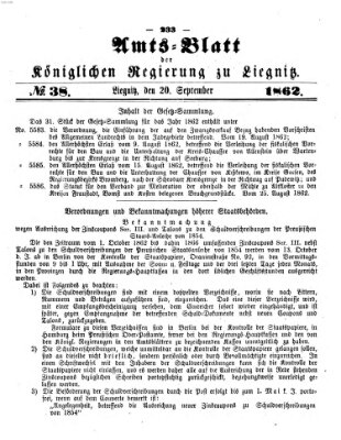 Amts-Blatt der Preußischen Regierung zu Liegnitz Samstag 20. September 1862