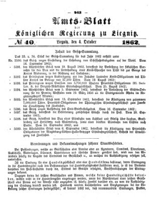 Amts-Blatt der Preußischen Regierung zu Liegnitz Samstag 4. Oktober 1862