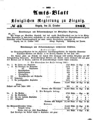 Amts-Blatt der Preußischen Regierung zu Liegnitz Samstag 25. Oktober 1862