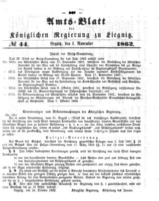 Amts-Blatt der Preußischen Regierung zu Liegnitz Samstag 1. November 1862