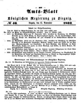 Amts-Blatt der Preußischen Regierung zu Liegnitz Samstag 15. November 1862