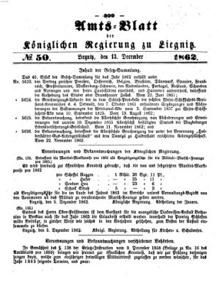 Amts-Blatt der Preußischen Regierung zu Liegnitz Samstag 13. Dezember 1862