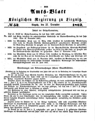 Amts-Blatt der Preußischen Regierung zu Liegnitz Samstag 27. Dezember 1862