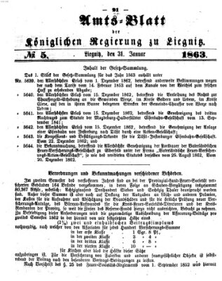 Amts-Blatt der Preußischen Regierung zu Liegnitz Samstag 31. Januar 1863