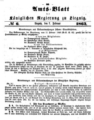 Amts-Blatt der Preußischen Regierung zu Liegnitz Samstag 7. Februar 1863