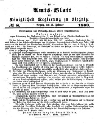 Amts-Blatt der Preußischen Regierung zu Liegnitz Samstag 21. Februar 1863