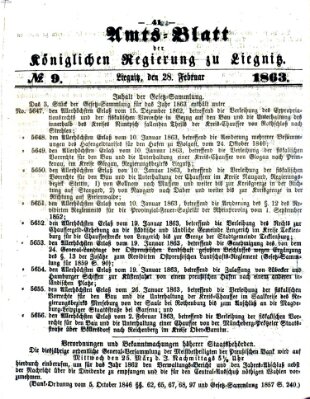 Amts-Blatt der Preußischen Regierung zu Liegnitz Samstag 28. Februar 1863