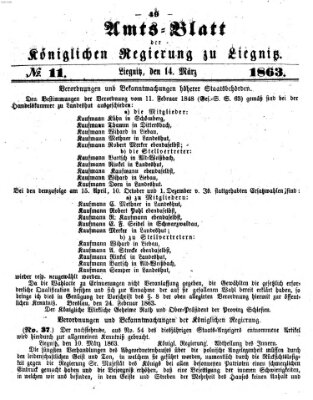 Amts-Blatt der Preußischen Regierung zu Liegnitz Samstag 14. März 1863