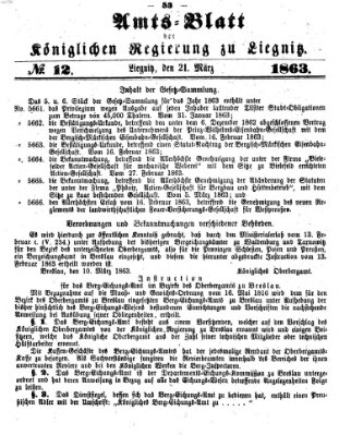 Amts-Blatt der Preußischen Regierung zu Liegnitz Samstag 21. März 1863