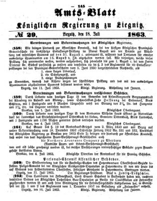 Amts-Blatt der Preußischen Regierung zu Liegnitz Samstag 18. Juli 1863