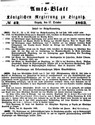 Amts-Blatt der Preußischen Regierung zu Liegnitz Samstag 17. Oktober 1863