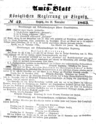 Amts-Blatt der Preußischen Regierung zu Liegnitz Samstag 21. November 1863