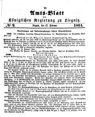 Amts-Blatt der Preußischen Regierung zu Liegnitz Samstag 27. Februar 1864