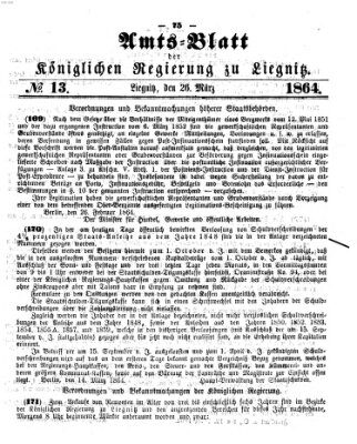 Amts-Blatt der Preußischen Regierung zu Liegnitz Samstag 26. März 1864