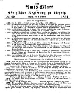 Amts-Blatt der Preußischen Regierung zu Liegnitz Samstag 1. Oktober 1864