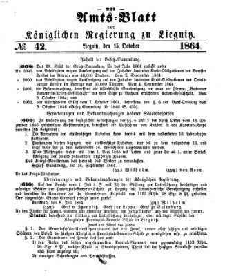 Amts-Blatt der Preußischen Regierung zu Liegnitz Samstag 15. Oktober 1864