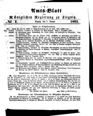 Amts-Blatt der Preußischen Regierung zu Liegnitz Samstag 7. Januar 1865