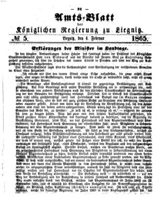 Amts-Blatt der Preußischen Regierung zu Liegnitz Samstag 4. Februar 1865