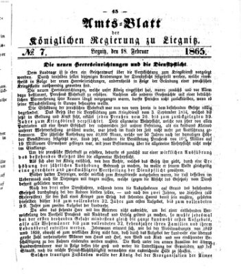 Amts-Blatt der Preußischen Regierung zu Liegnitz Samstag 18. Februar 1865