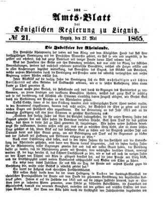 Amts-Blatt der Preußischen Regierung zu Liegnitz Samstag 27. Mai 1865