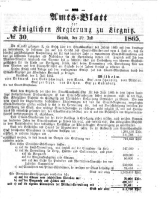 Amts-Blatt der Preußischen Regierung zu Liegnitz Samstag 29. Juli 1865