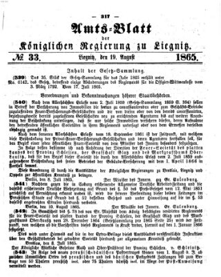 Amts-Blatt der Preußischen Regierung zu Liegnitz Samstag 19. August 1865