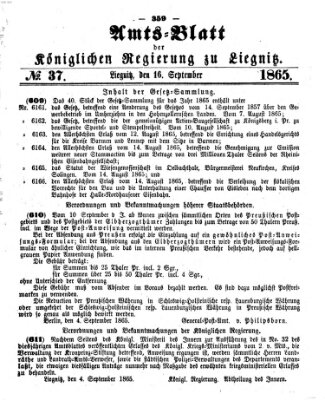 Amts-Blatt der Preußischen Regierung zu Liegnitz Samstag 16. September 1865