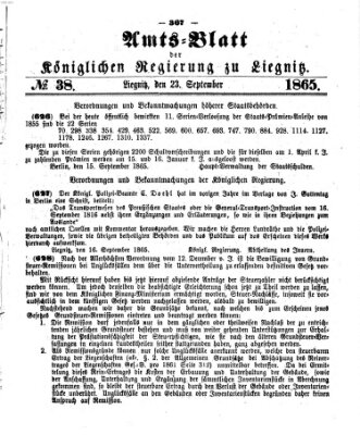 Amts-Blatt der Preußischen Regierung zu Liegnitz Samstag 23. September 1865