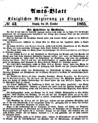 Amts-Blatt der Preußischen Regierung zu Liegnitz Samstag 28. Oktober 1865