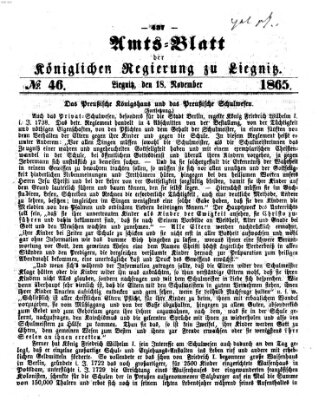 Amts-Blatt der Preußischen Regierung zu Liegnitz Samstag 18. November 1865