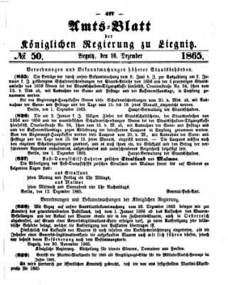 Amts-Blatt der Preußischen Regierung zu Liegnitz Samstag 16. Dezember 1865