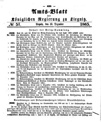 Amts-Blatt der Preußischen Regierung zu Liegnitz Samstag 23. Dezember 1865