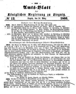 Amts-Blatt der Preußischen Regierung zu Liegnitz Samstag 24. März 1866