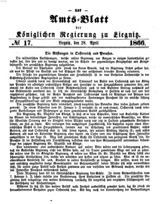 Amts-Blatt der Preußischen Regierung zu Liegnitz Samstag 28. April 1866