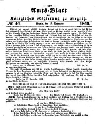 Amts-Blatt der Preußischen Regierung zu Liegnitz Samstag 17. November 1866