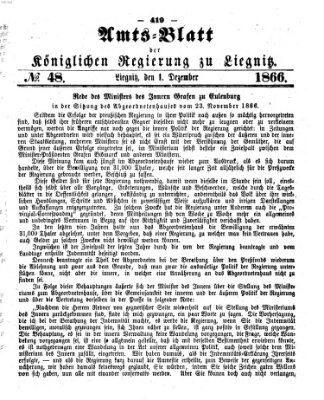 Amts-Blatt der Preußischen Regierung zu Liegnitz Samstag 1. Dezember 1866