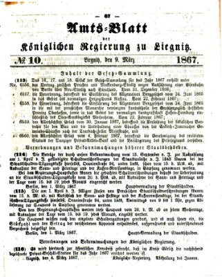 Amts-Blatt der Preußischen Regierung zu Liegnitz Samstag 9. März 1867