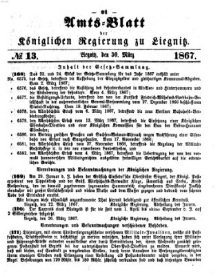 Amts-Blatt der Preußischen Regierung zu Liegnitz Samstag 30. März 1867