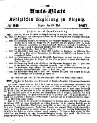 Amts-Blatt der Preußischen Regierung zu Liegnitz Samstag 18. Mai 1867