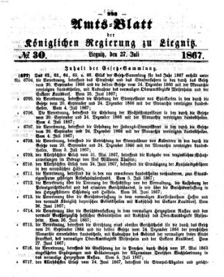 Amts-Blatt der Preußischen Regierung zu Liegnitz Samstag 27. Juli 1867