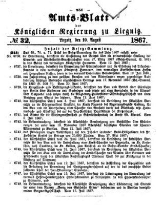 Amts-Blatt der Preußischen Regierung zu Liegnitz Samstag 10. August 1867