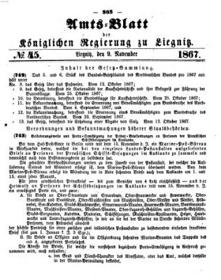 Amts-Blatt der Preußischen Regierung zu Liegnitz Samstag 9. November 1867