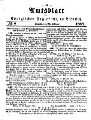 Amts-Blatt der Preußischen Regierung zu Liegnitz Samstag 22. Februar 1868