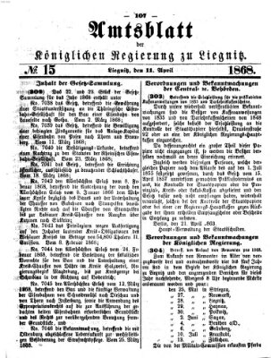 Amts-Blatt der Preußischen Regierung zu Liegnitz Samstag 11. April 1868