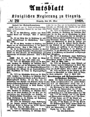 Amts-Blatt der Preußischen Regierung zu Liegnitz Samstag 16. Mai 1868