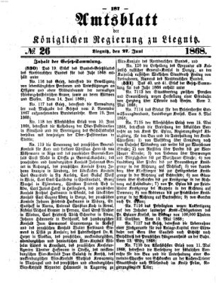 Amts-Blatt der Preußischen Regierung zu Liegnitz Samstag 27. Juni 1868